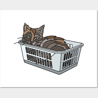 Black Cat in Basket Posters and Art